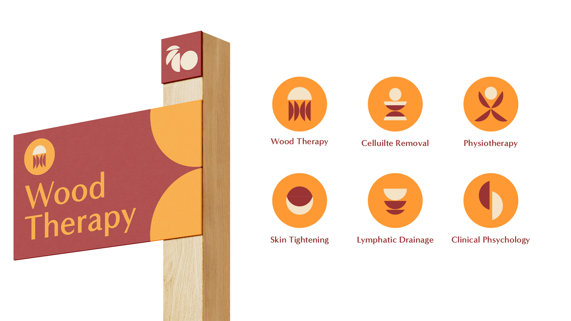 Thrive Vitality Wood Therapy signage and service icons